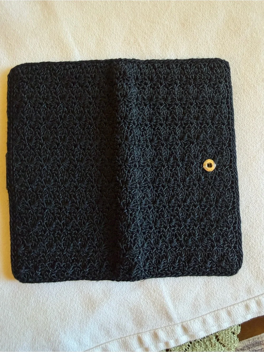 The Sak Black Crochet Long Wallet with Snap Tab